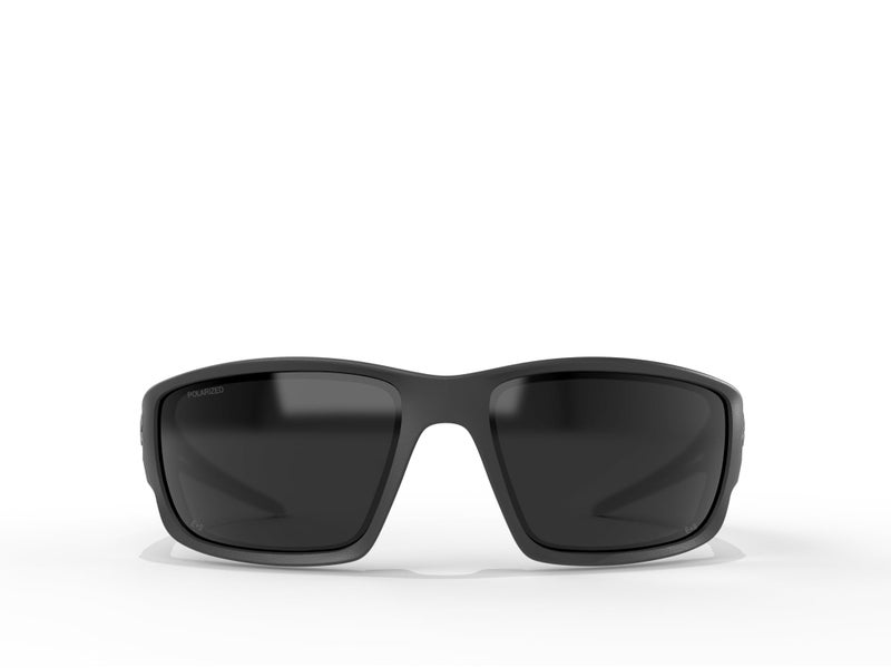 Edge TSK236VS Kazbek Torque Polarized Anti-Fog/Vapor Shield Safety Glasses, Anti-Scratch, Non-Slip, UV 400, Military Grade, ANSI/ISEA & MCEPS, 5.04" W, Matte Black Frame with Red E Logo/Smoke Lens - Image 2